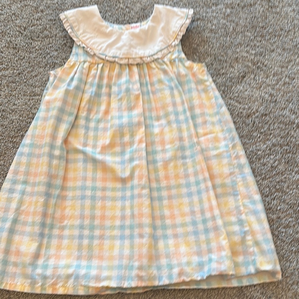 Plaid Sleeveless Kids Dress - Cream, Blue, Yellow